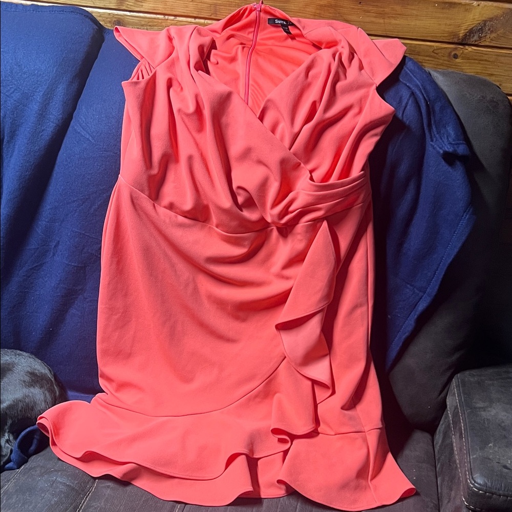 Elegant Asymmetrical Coral Dress
